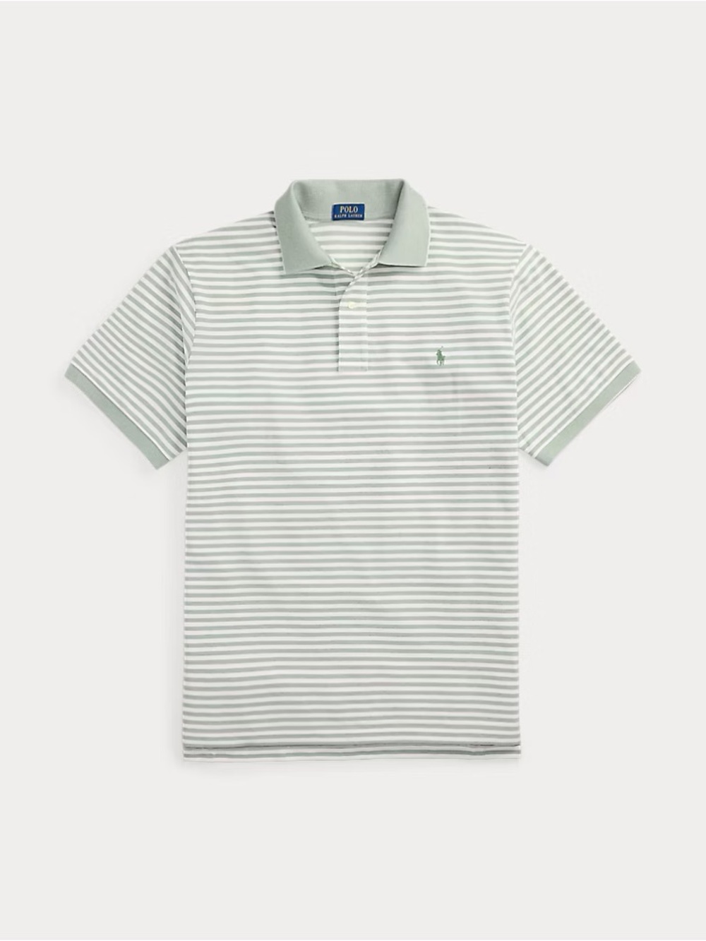 Classic Men’s Polo in Sage Green & White Stripes